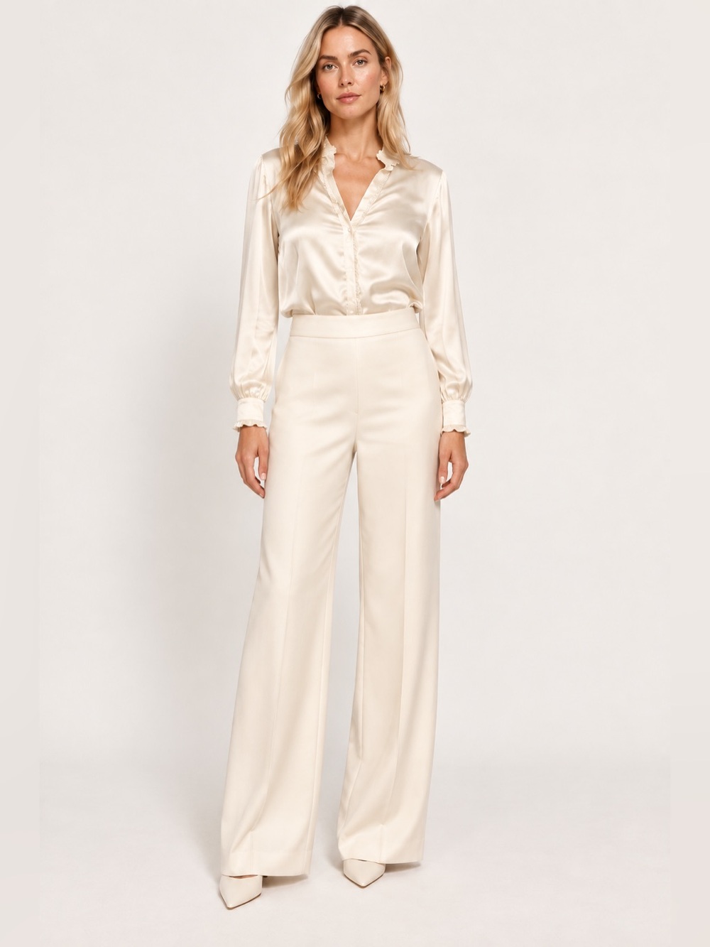 Ann Taylor 100% Silk Wide Leg Ivory Cream Lined Trousers NWT Pants Size 6